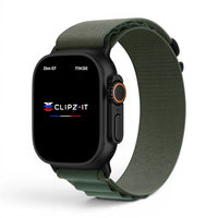 Bracelet Mountain nylon sportif couleur Vert Sapin pour Apple Watch - Clipz-it