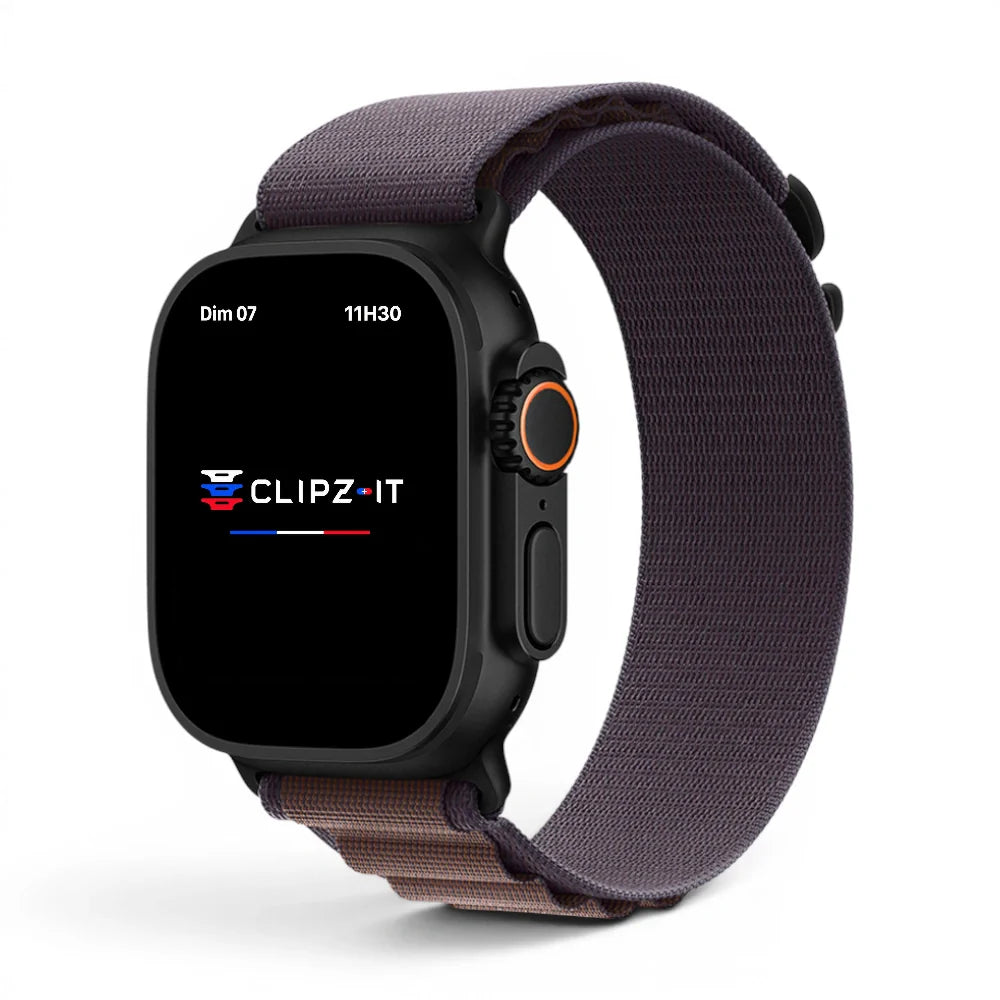 Bracelet Mountain nylon sportif couleur Violet pour Apple Watch - Clipz-it