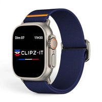 Bracelet Nomade nylon sportif couleur bleu pour Apple Watch - Clipz-it