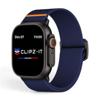 Bracelet Nomade nylon sportif couleur bleu pour Apple Watch - Clipz-it