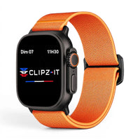 Bracelet Nomade nylon sportif couleur orange pour Apple Watch - Clipz-it