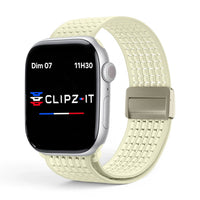 Bracelet Nova Nylon vue de face couleur Blanc pour Apple Watch - Clipz-it