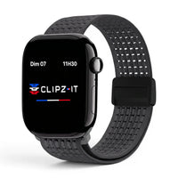 Bracelet Nova Nylon vue de face couleur Gris pour Apple Watch - Clipz-it