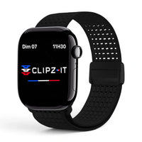 Bracelet Nova Nylon vue de face couleur Noir pour Apple Watch - Clipz-it