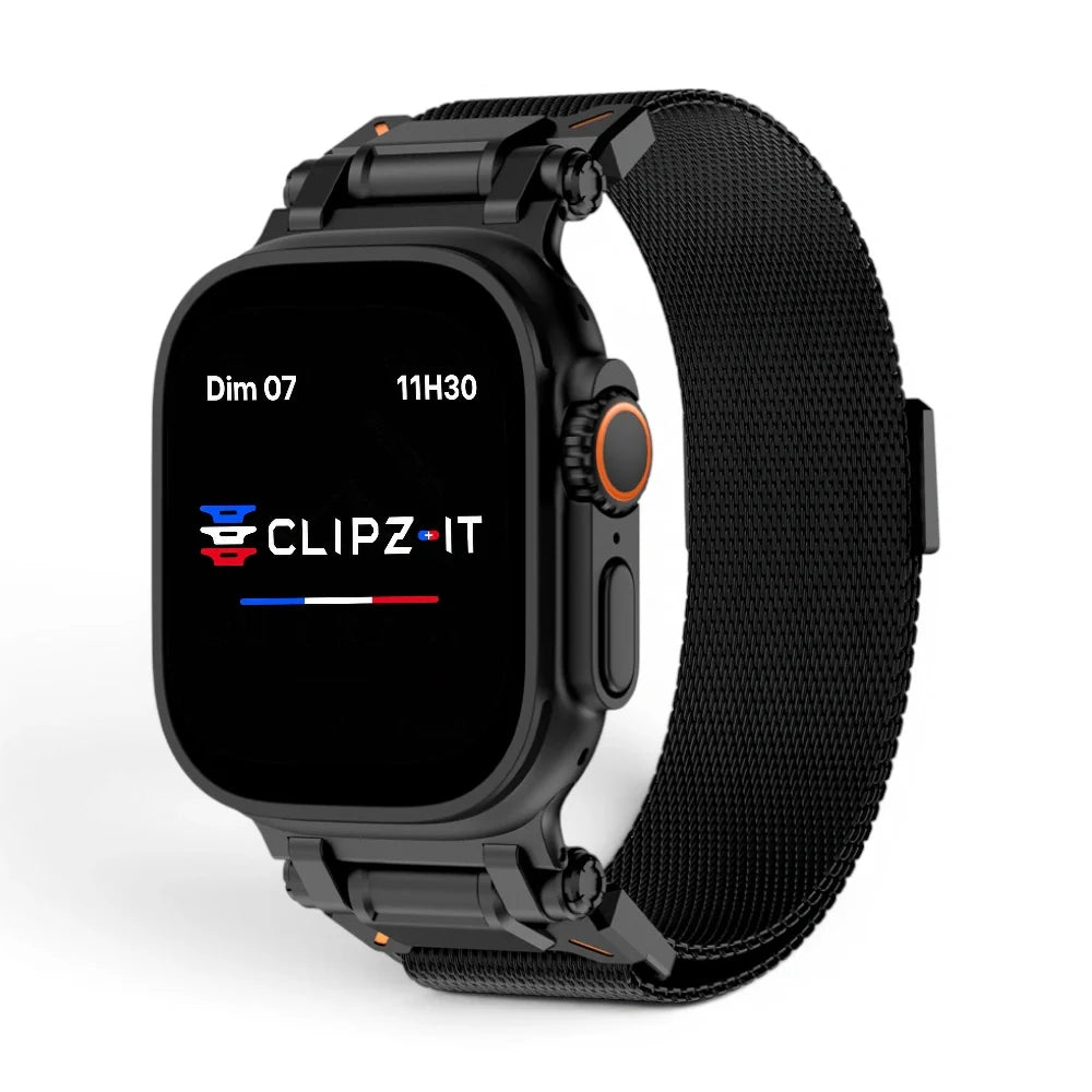 Bracelet Titan Mesh Maille milanaise titane pour Apple Watch - Clipz-it