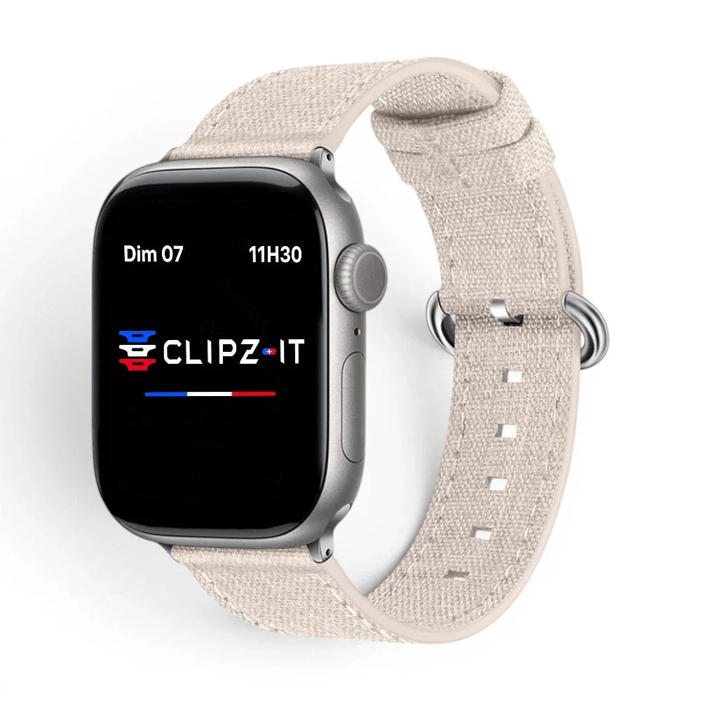 Bracelet Pastel nylon pastel couleur beige pour Apple Watch - Clipz-it