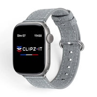 Bracelet Pastel nylon pastel couleur gris pour Apple Watch - Clipz-it