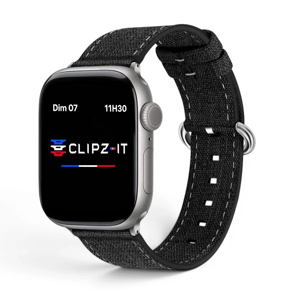 Bracelet Pastel nylon pastel couleur noir pour Apple Watch - Clipz-it