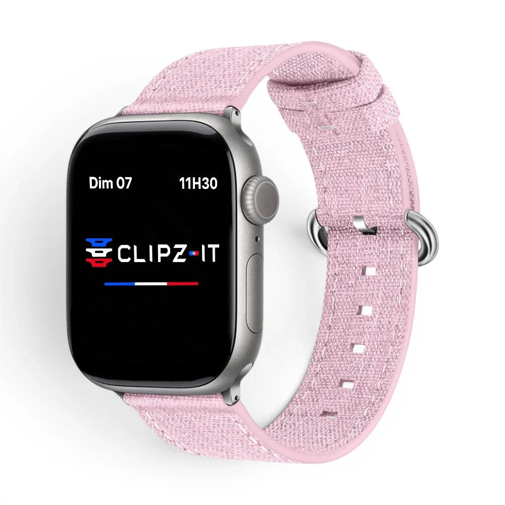 Bracelet Pastel nylon pastel couleur rose pour Apple Watch - Clipz-it
