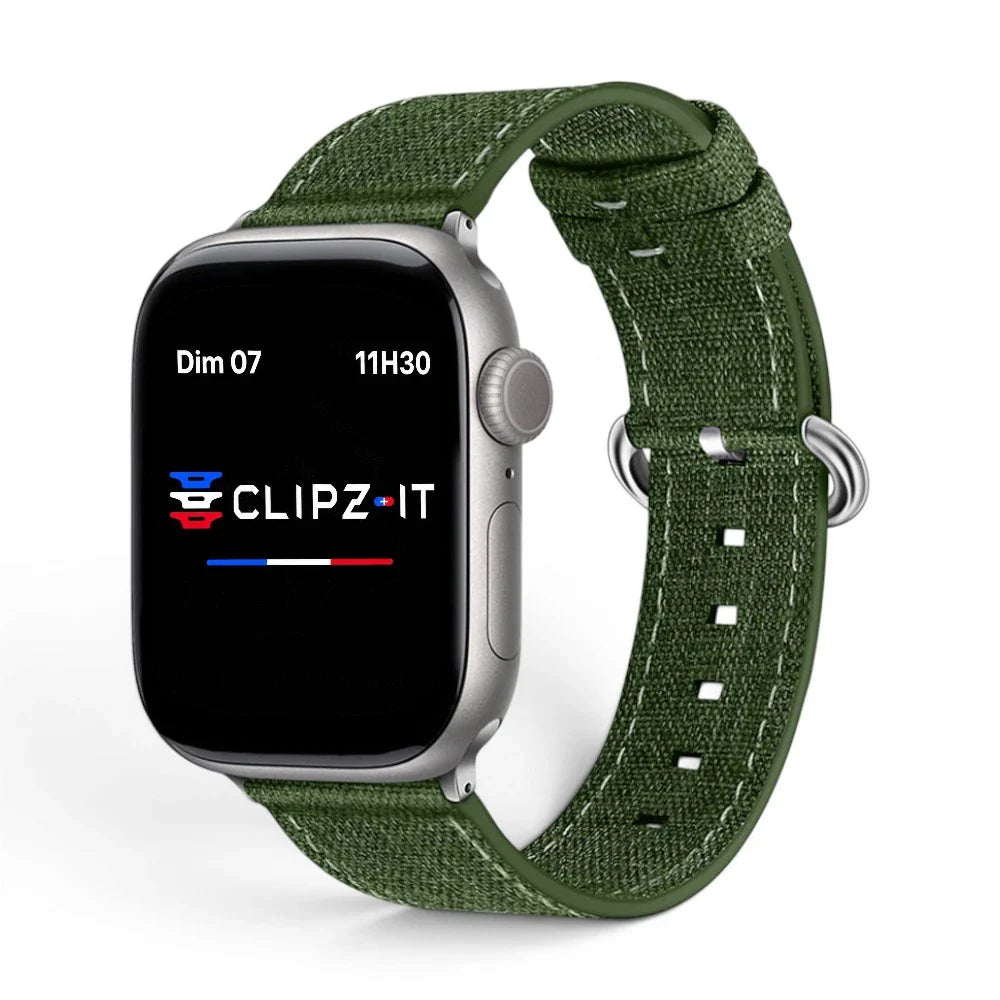 Bracelet Pastel nylon pastel couleur vert pour Apple Watch - Clipz-it