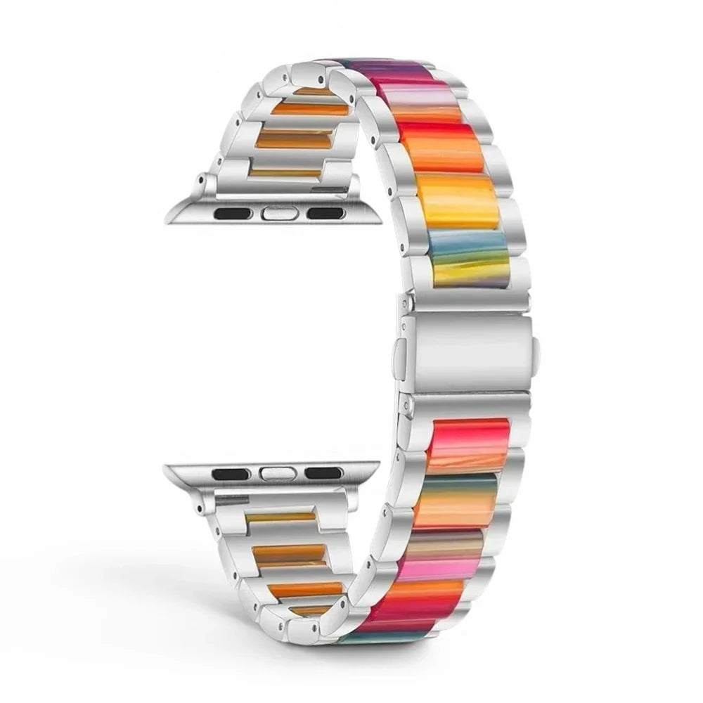 Bracelet Perla Acier inoxydable couleur Arc-en-ciel finition Argent pour Apple Watch - Clipz-it