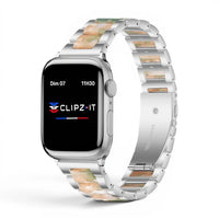 Bracelet Perla Acier inoxydable couleur Nacre finition Argent pour Apple Watch - Clipz-it