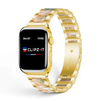 Bracelet Perla Acier inoxydable couleur Nacre finition Or pour Apple Watch - Clipz-it