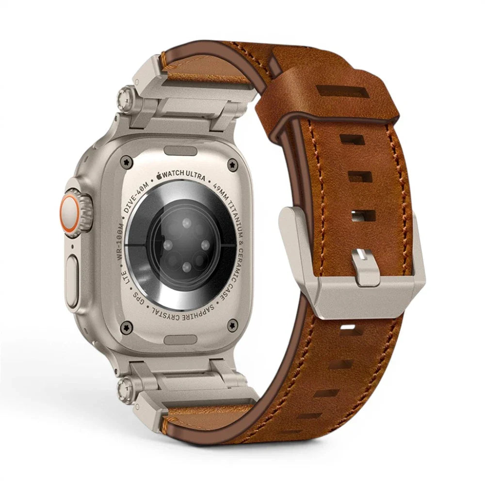 Bracelet Perpetuo cuir & titane vue arrière pour Apple Watch - Clipz-it