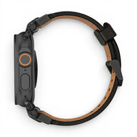 Bracelet Perpetuo cuir & titane vue de côté pour Apple Watch - Clipz-it