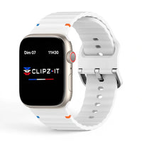 Bracelet Pop Silicone vue de face couleur Blanc pour Apple Watch - Clipz-it