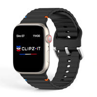 Bracelet Pop Silicone vue de face couleur Noir pour Apple Watch - Clipz-it