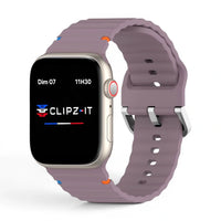 Bracelet Pop Silicone vue de face couleur Violet pour Apple Watch - Clipz-it