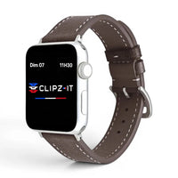 Bracelet Rancher cuir vachette couleur cafe pour Apple Watch - Clipz-it
