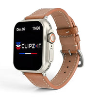 Bracelet Rancher cuir vachette couleur marron pour Apple Watch - Clipz-it