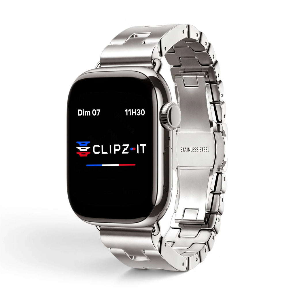 Bracelet Régent acier classique couleur lumiere-stellaire pour Apple Watch - Clipz-it