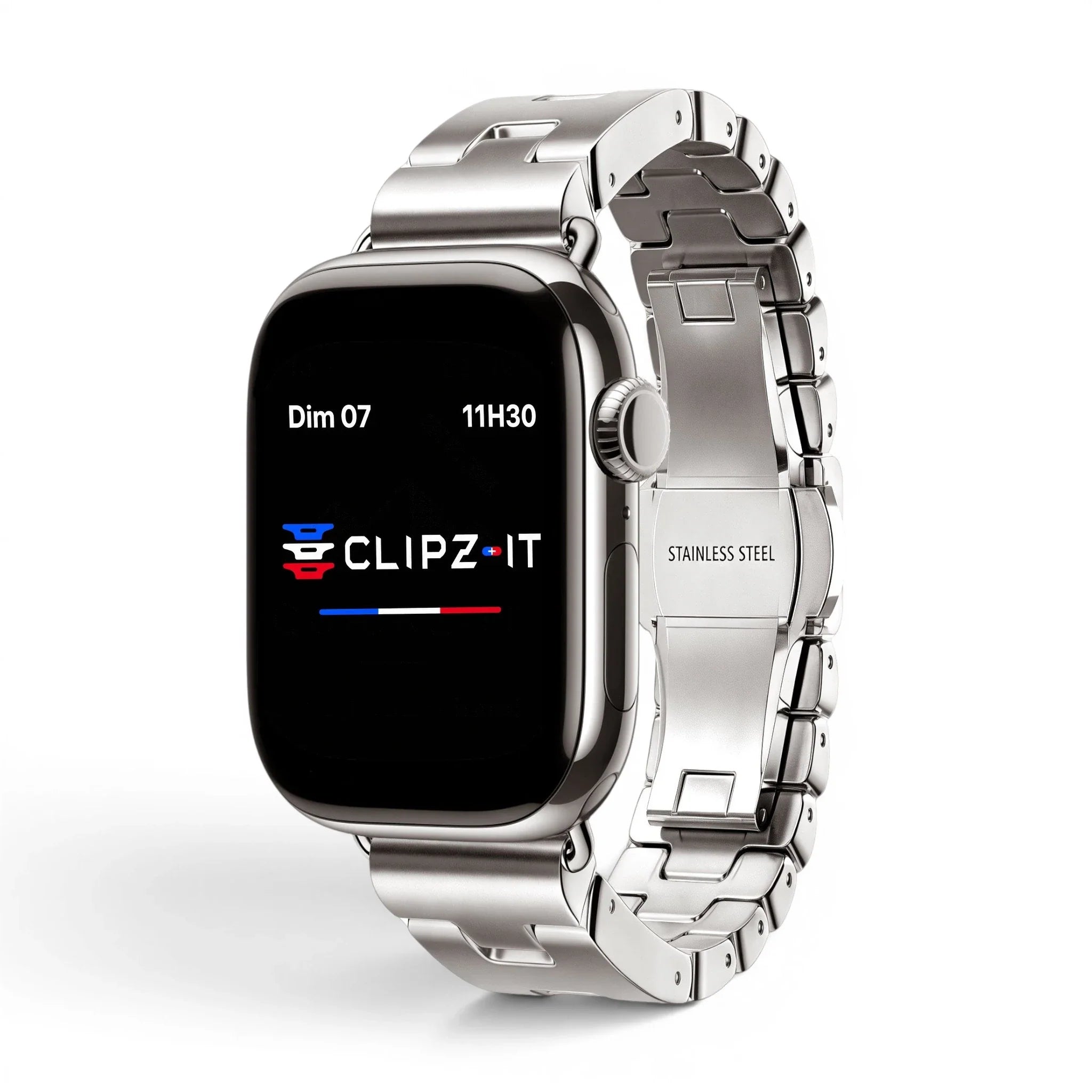 Bracelet Régent acier classique couleur lumiere-stellaire pour Apple Watch - Clipz-it