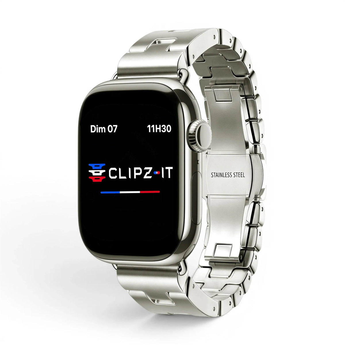 Bracelet Régent acier classique couleur titane pour Apple Watch - Clipz-it