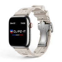 Bracelet Silica silicone luxe couleur blanc pour Apple Watch - Clipz-it