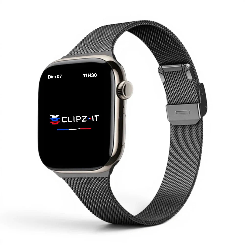 Bracelet Stella milanais couleur Noir pour Apple Watch - Clipz-it