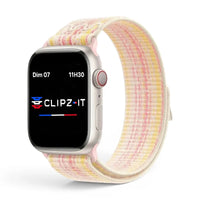 Bracelet Stretch Nylon sportif vue de face couleur Rose pour Apple Watch - Clipz-it