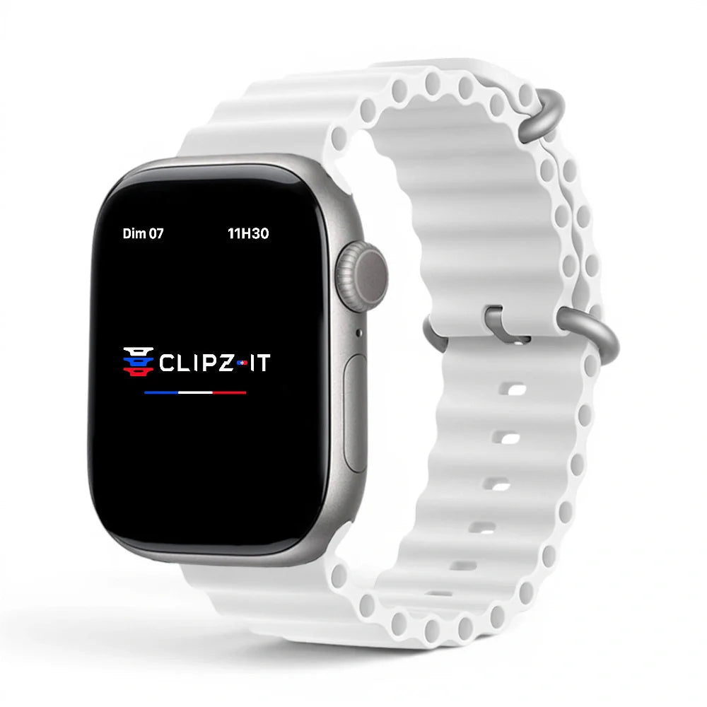 Bracelet Swim silicone couleur Blanc pour Apple Watch - Clipz-it