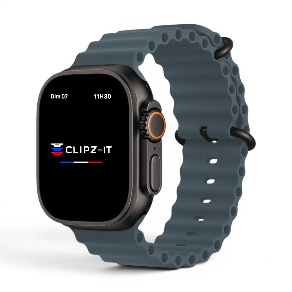 Bracelet Swim silicone couleur Bleu minéral pour Apple Watch - Clipz-it