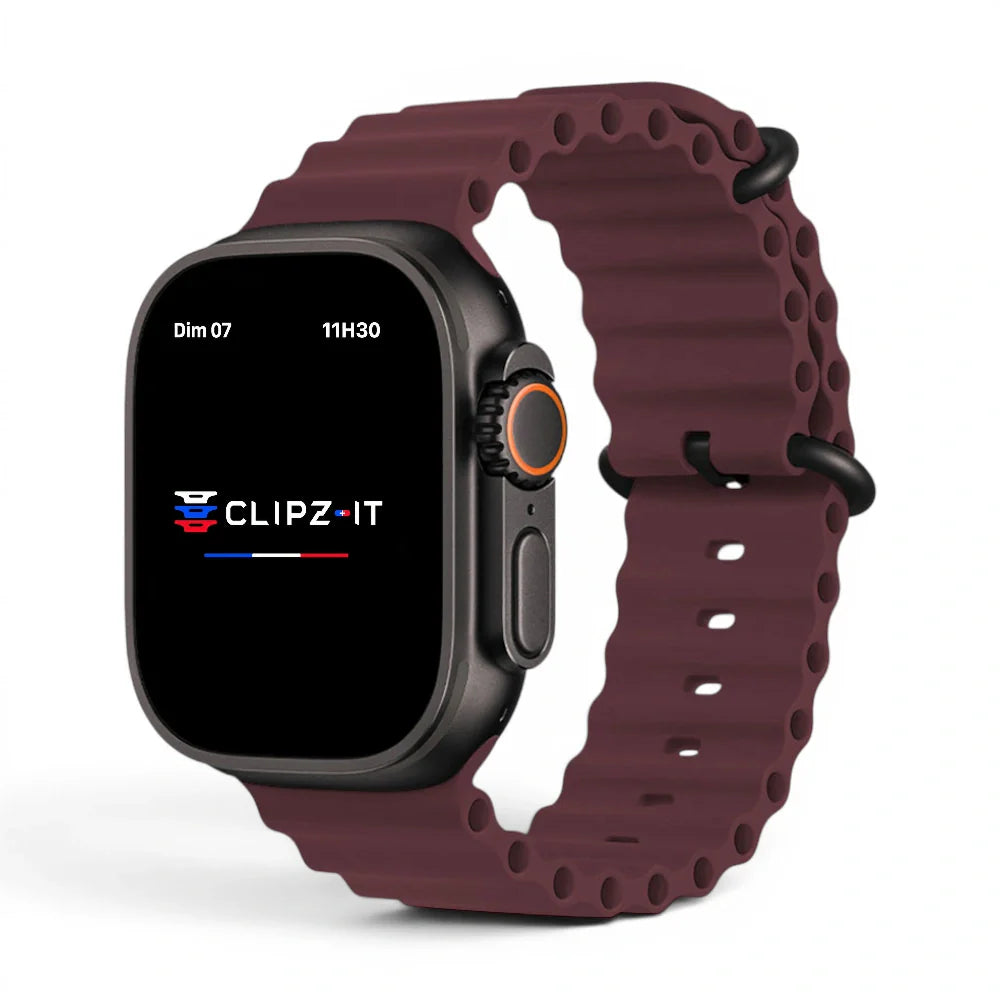 Bracelet Swim silicone couleur Bordeaux pour Apple Watch - Clipz-it