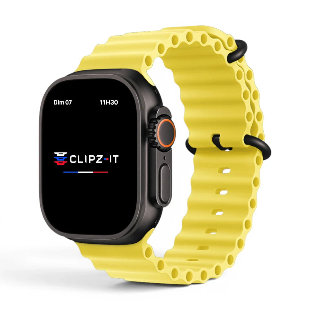 Bracelet Swim silicone couleur Jaune pour Apple Watch - Clipz-it