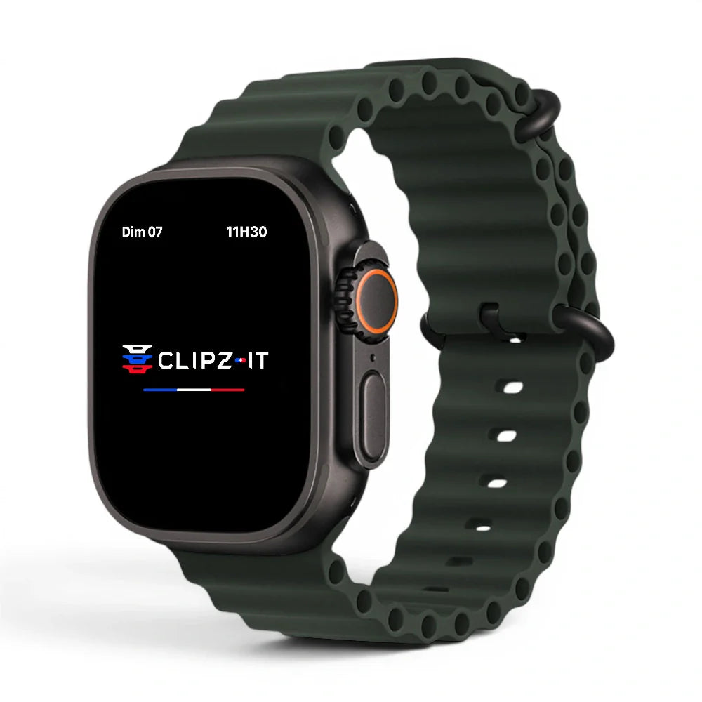 Bracelet Swim silicone couleur Vert militaire pour Apple Watch - Clipz-it