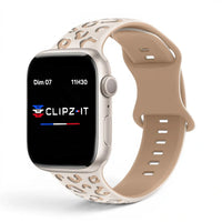 Bracelet Tigre Silicone imprimé vue de face couleur Beige pour Apple Watch - Clipz-it