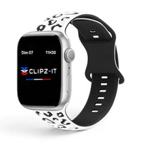 Bracelet Tigre Silicone imprimé vue de face couleur Blanc pour Apple Watch - Clipz-it