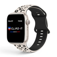 Bracelet Tigre Silicone imprimé vue de face couleur Léopard pour Apple Watch - Clipz-it