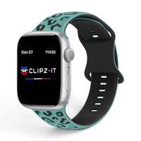 Bracelet Tigre Silicone imprimé vue de face couleur Menthe pour Apple Watch - Clipz-it
