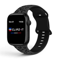 Bracelet Tigre Silicone imprimé vue de face couleur Noir pour Apple Watch - Clipz-it