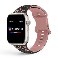 Bracelet Tigre Silicone imprimé vue de face couleur Rose pour Apple Watch - Clipz-it