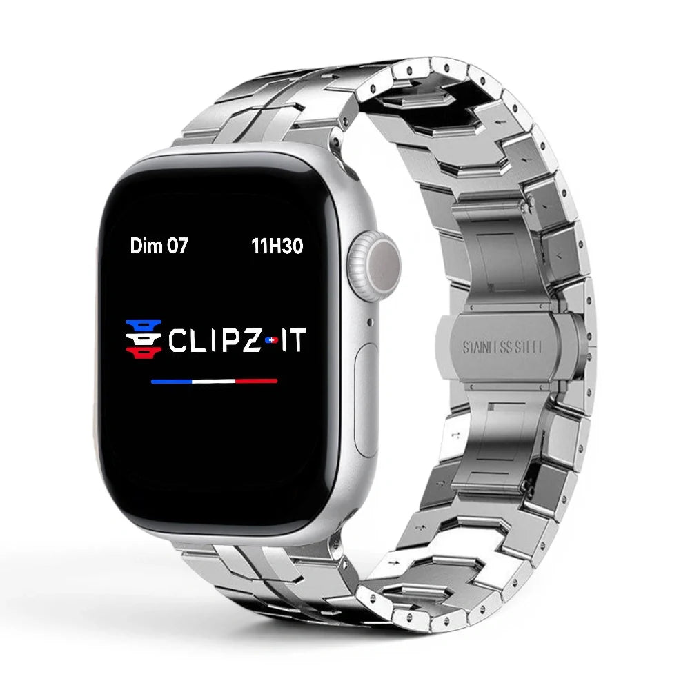 Bracelet Titan Titane couleur Argent pour Apple Watch - Clipz-it