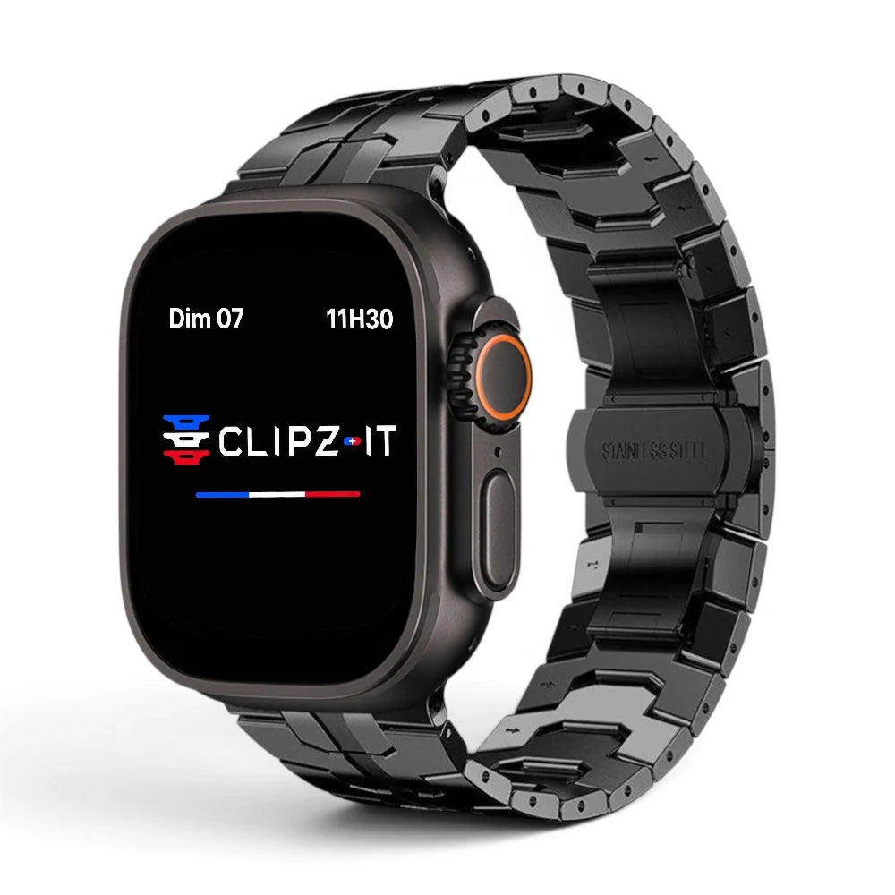 Bracelet Titan Titane couleur Noir pour Apple Watch - Clipz-it