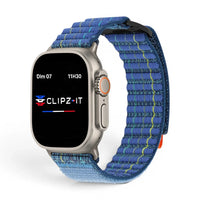 Bracelet Trekker nylon outdoor couleur bleu pour Apple Watch - Clipz-it