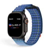 Bracelet Trekker nylon outdoor couleur bleu pour Apple Watch - Clipz-it