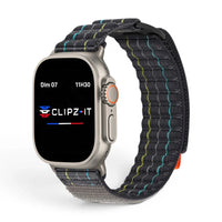 Bracelet Trekker nylon outdoor couleur noir pour Apple Watch - Clipz-it