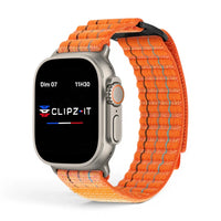 Bracelet Trekker nylon outdoor couleur orange pour Apple Watch - Clipz-it