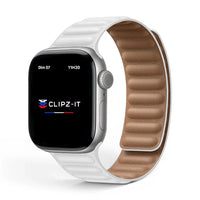 Bracelet Veloz cuir couleur Blanc pour Apple Watch - Clipz-it