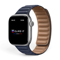 Bracelet Veloz cuir couleur Bleu nuit pour Apple Watch - Clipz-it