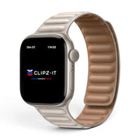 Bracelet Veloz cuir couleur Lumière Stéllaire pour Apple Watch - Clipz-it